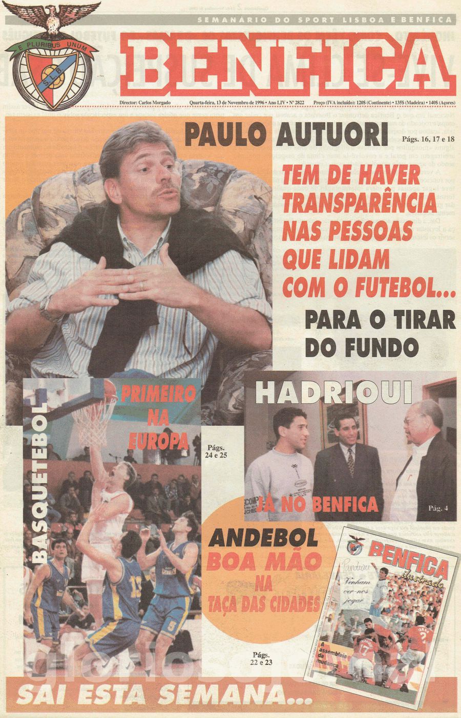 jornal o benfica 2822 1996-11-13